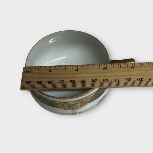 Vintage Nippon Hand Painted Tea Cups Raised Textured Designs Gold Trim Floral - Picture 13 of 14